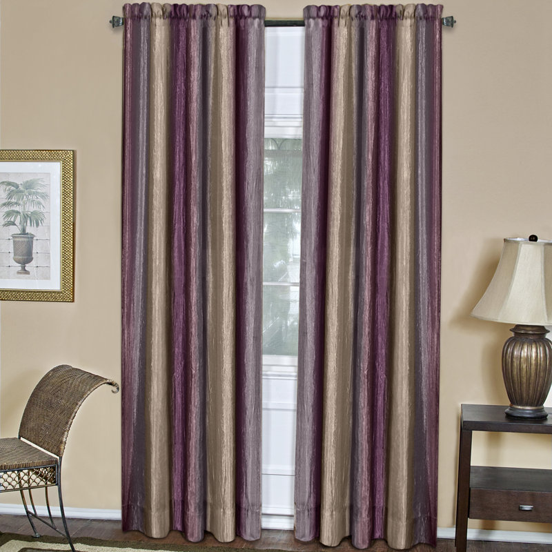 Pelley Semi Sheer Curtain Pair, 50" x 63", Aubergine