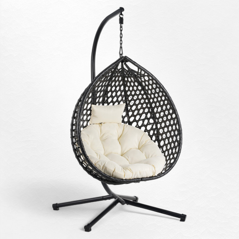 Balancelle d'extérieur / intérieure avec support, Noir, Beige