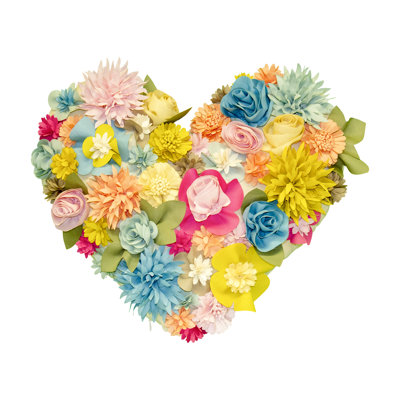 Indoor & Outdoor Floral Heart Collection Appliqued Outdoor Throw Pillow