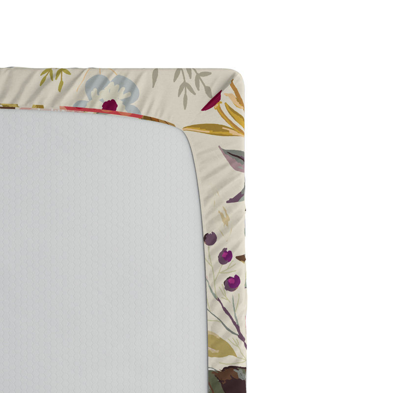 Microfiber Floral Fitted Sheet, Full Fitted Sheet, Red/Beige Floral 16