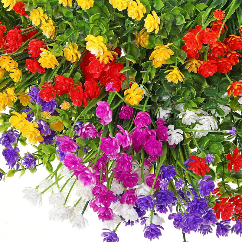 12 paquets de fleurs artificielles pour l'extérieur, résistant aux UV ...