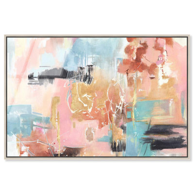 Doll Memories Abstract Splashes Framed High-Gloss Acrylic Glass Wall Art Abstract by Art Remedy, Silver Frame, 15 x 10