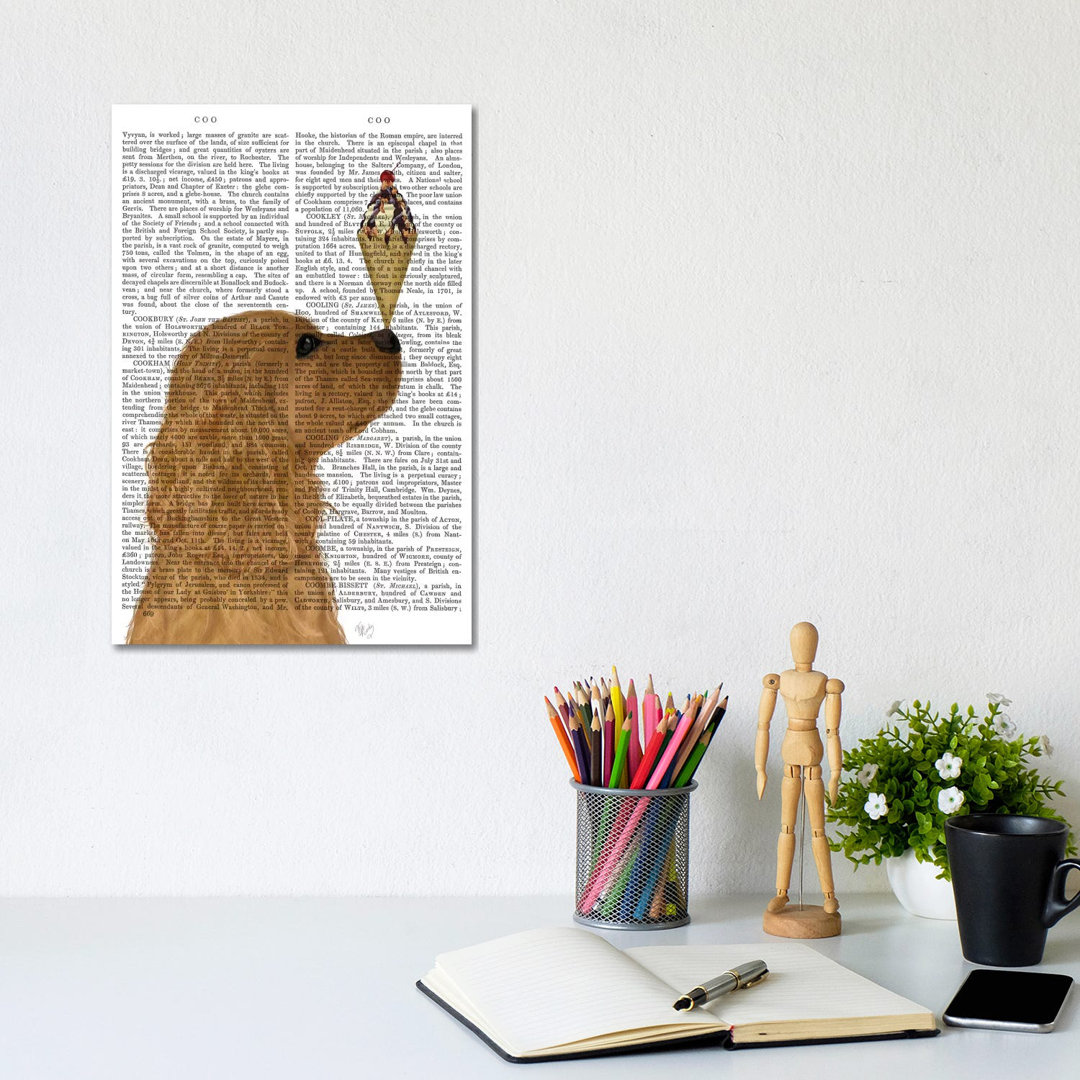 Cocker Spaniel, Golden, Ice Cream, Print BG by Fab Funky - Wrapped Canvas Gallery-Wrapped Canvas Giclée
