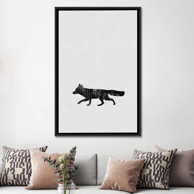 «Fox», impression sur toile, H 60 po x l 40po x P 1,5 po, Toile encadrée noire, Pas de tapis