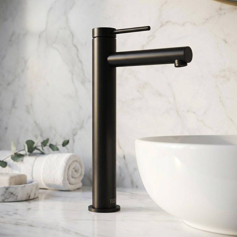 Jewel 11 in. Vessel Bathroom Sink Faucet, Matte Black
