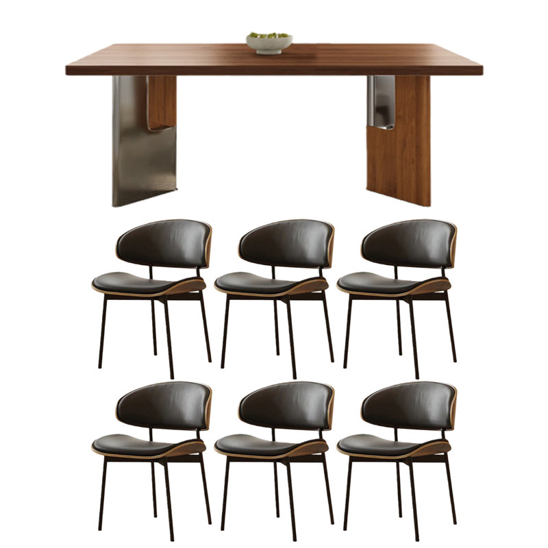 Table de salle à manger rétro en granit de forme rectangulaire, H 29,53 po x l 62,99 po x P 31,5 po, Brun