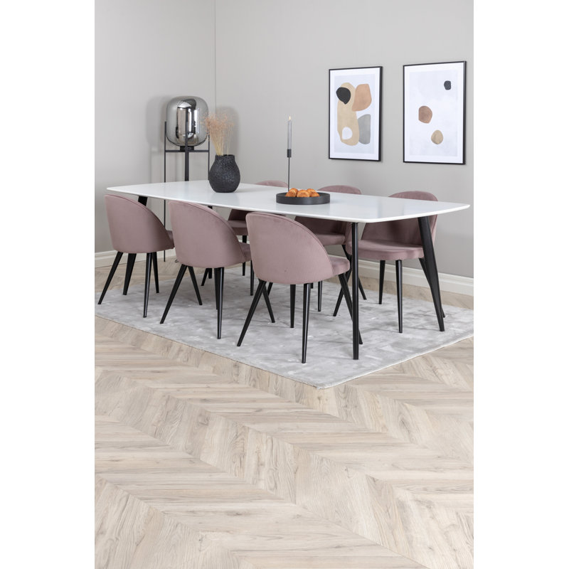 Ajeataz 6 - Person Dining Set, Beige, Dusty Pink, Dusty Pink