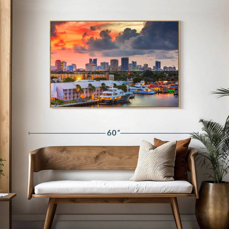 Fort Lauderdale en Floride, Cadre flottant en bois naturel, 46 po x 31 po
