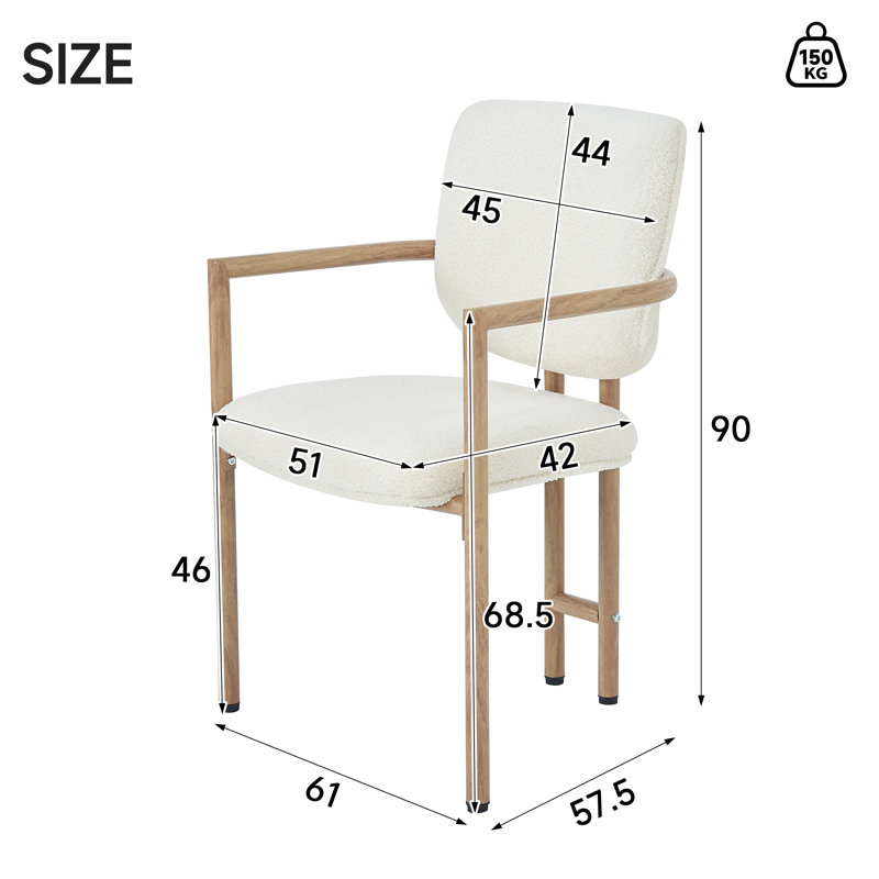 Boucle Upholstered Metal Armchair in Beige, 6