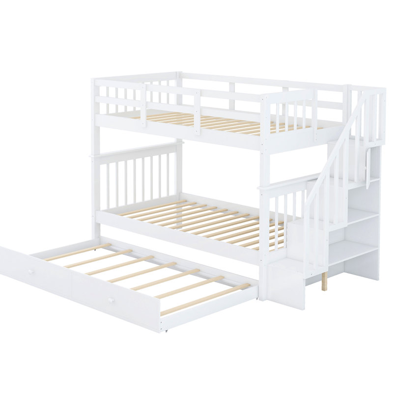 Lit superposé avec lit gigogne Twintwin - expérience de sommeil confortable et aspect blanc chic, Blanc