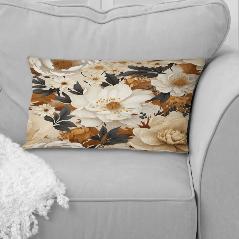 Boho Earthy Blooms Poppies Bloom III - coussin à imprimé floral