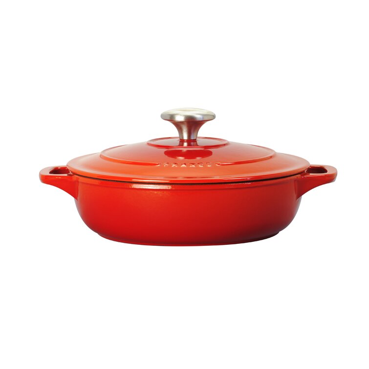 Bruntmor | 2-In-1 Enameled Cast Iron Cocotte Double Braiser Pan With Grill  Lid
