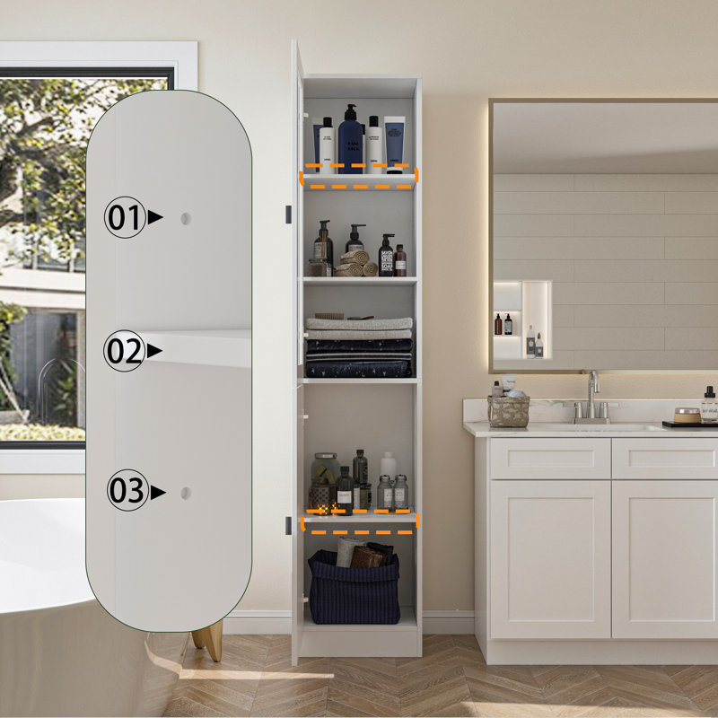 Joshula Bathroom Storage Cabinet White Linen Cabinet