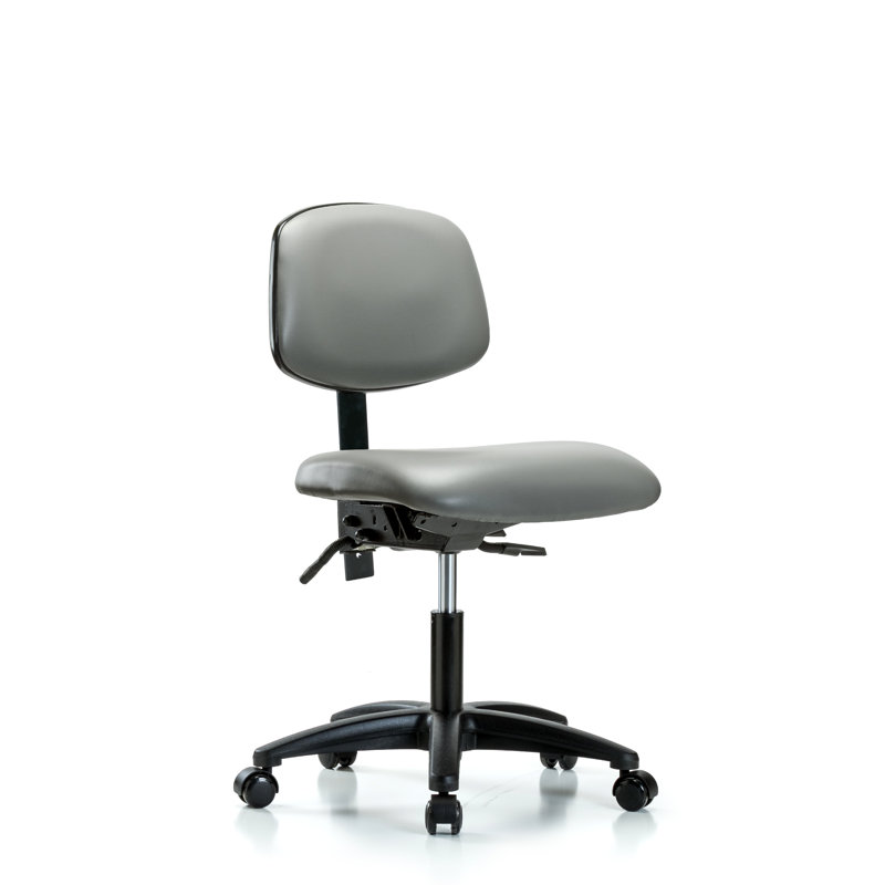 Adaline Vinyl Task Chair, Casters, Tilt Included, Sterling