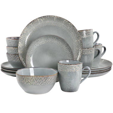 Gibson Elite Matisse 16 Piece Stoneware Dinnerware Set in Grey with Reactive Glaze