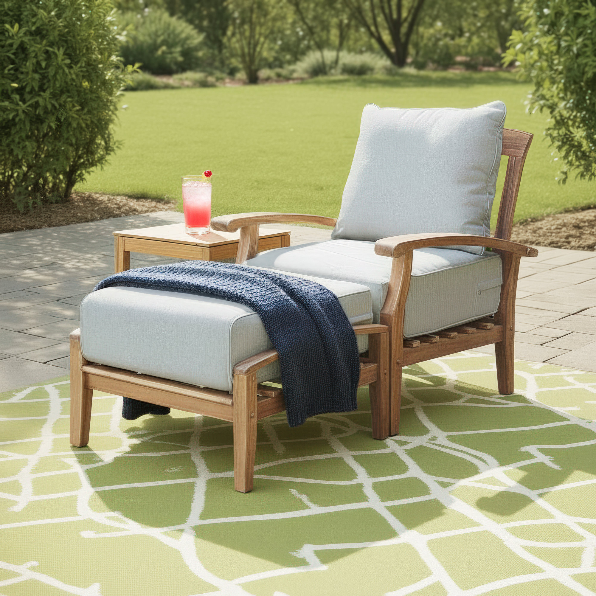 Summerton 2 Piece Teak Outdoor Conversation Set with Cushions, Beige