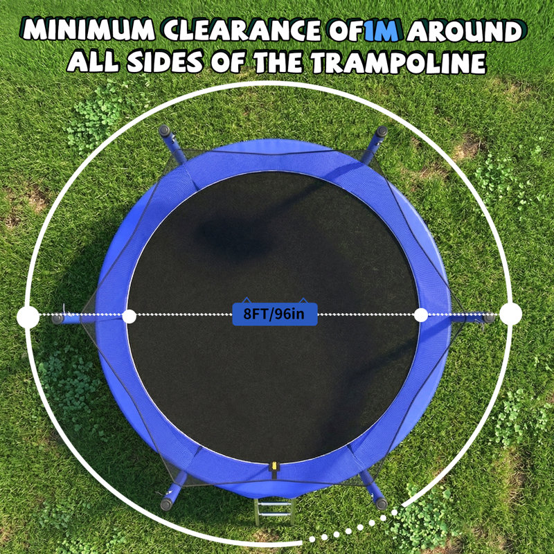 Trampoline certifié ASTM avec filet de sécurité, échelle en acier galvanisé, trampoline de jardin robuste pour enfants adultes