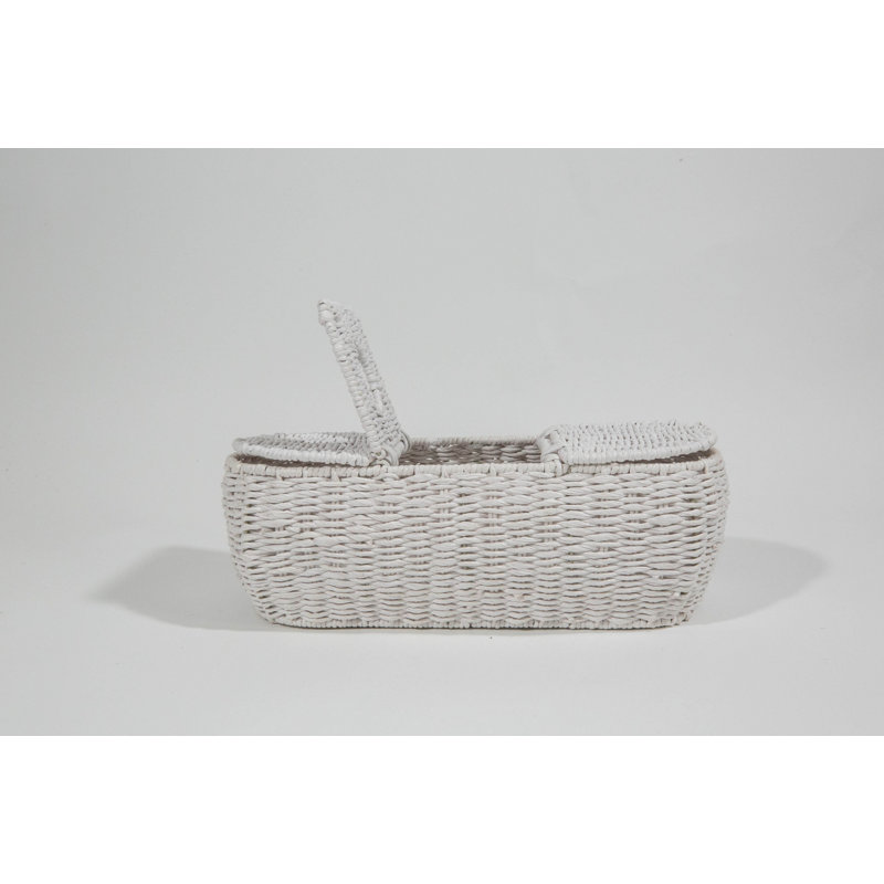 Hand Woven OTHER Decorative Basket, White