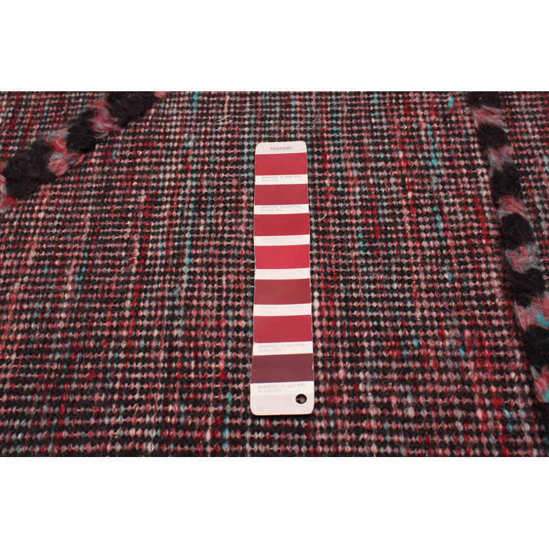 Tapis rouge foncé en laine New Age de conception unique 8 pi 0 po x 10 pi 3 po Grogan