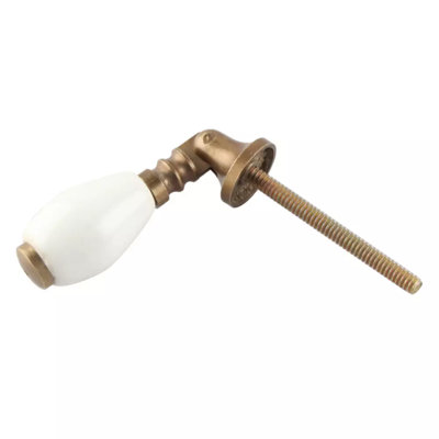 Antique Brass Drop Pull With Solid White Ceramic Detail