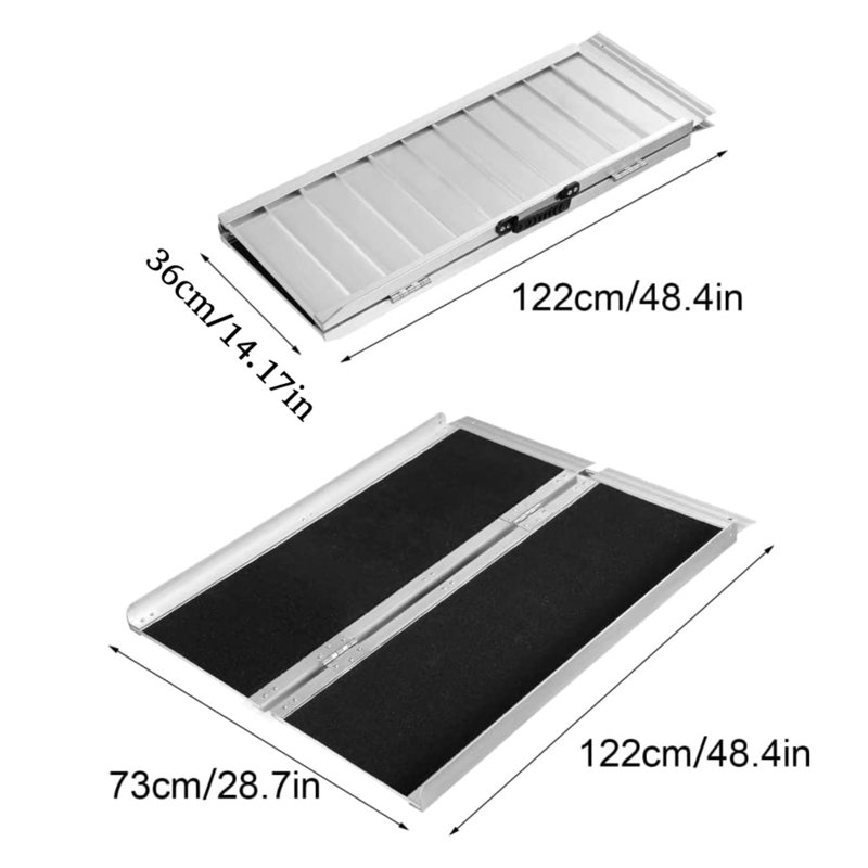 Rampe pliante avec tapis de sécurité antidérapant - 3 pi / 4 pi / 5 pi, capacité de 600 lb, L 28,7 po x L 48,4 po