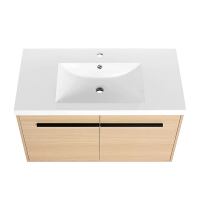 Meuble-lavabo pour salle de bain avec lavabo simple, meuble-lavabo sous-comptoir moderne avec double tiroir, meuble-lavabo sur pied autoportant, bois d'ingénierie