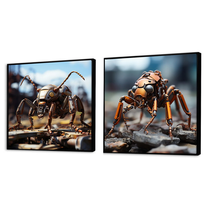 Ensemble de 2 fourmis industrielles Industrial Ant, Cadre flottant noir, H 36 po x l 73 po