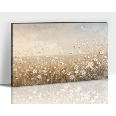 Grande fleur sauvage crème, art mural, impression de fleurs botaniques pastel, affiche florale rétro, maison de campagne, décoration murale pour chambre à coucher, salon, bureau, salle de bain, esthétique sur toile, 36 po x 48 po
