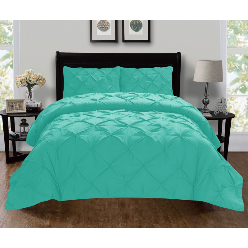 Polyester Satin Duvet Cover, Turquoise, King Duvet + 2 Shams