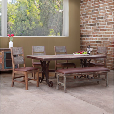 Pine Solid Wood Top Trestle Dining Set