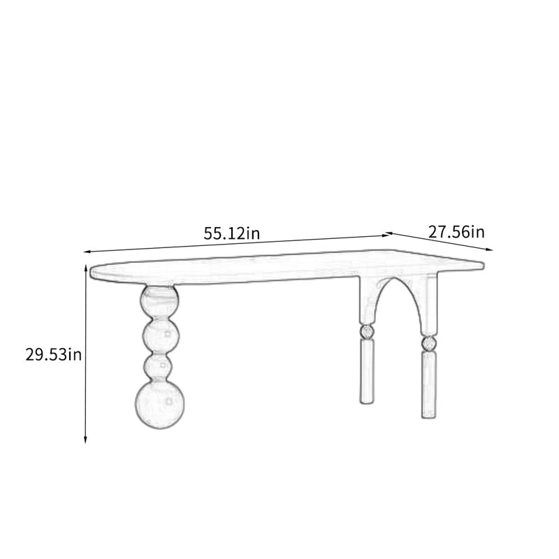 Table de salle à manger French French, H 29,53 po x L 55,12 po x l 27,56 po