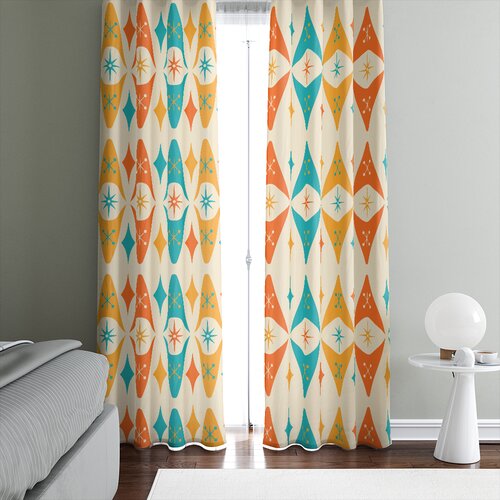 Corrigan Studio® Foulton Geometric Semi-Sheer Curtain Panels | Wayfair