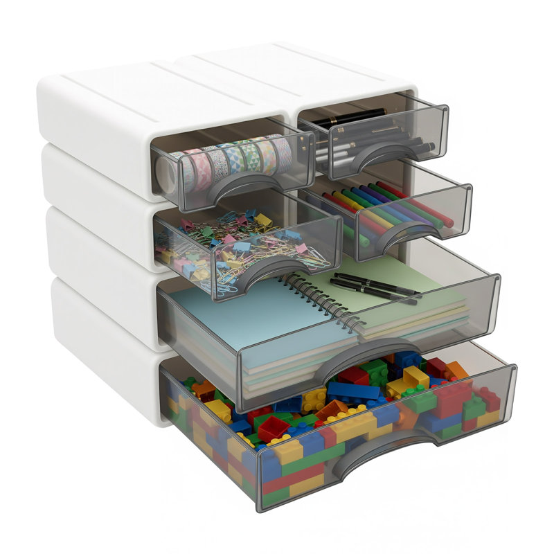 Loore Free Stackable Desktop Drawer Organizer, White