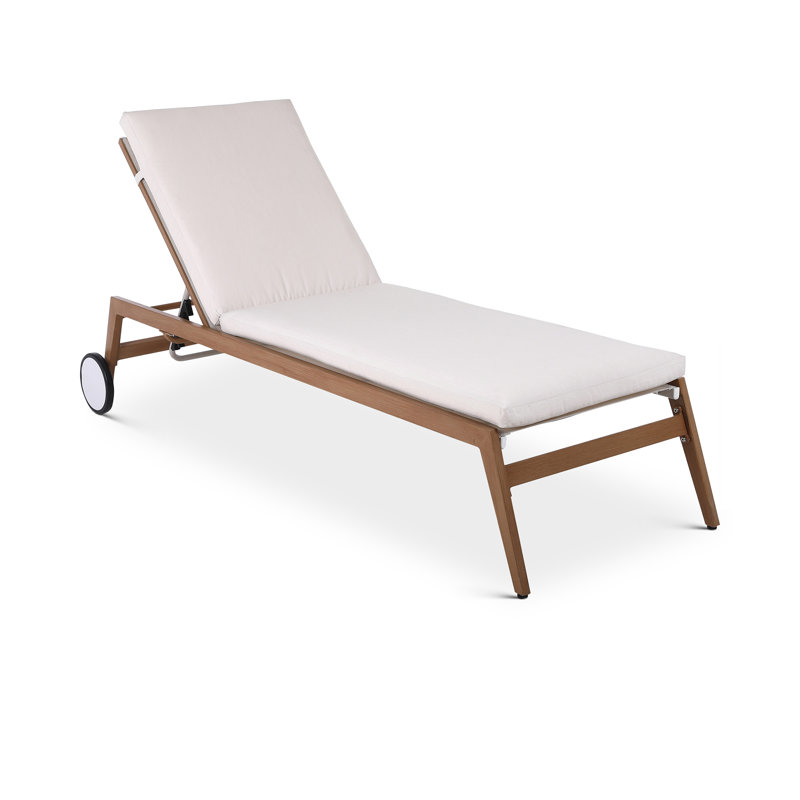 Maui 79" Long Reclining Single Chaise with Cushions, Cream