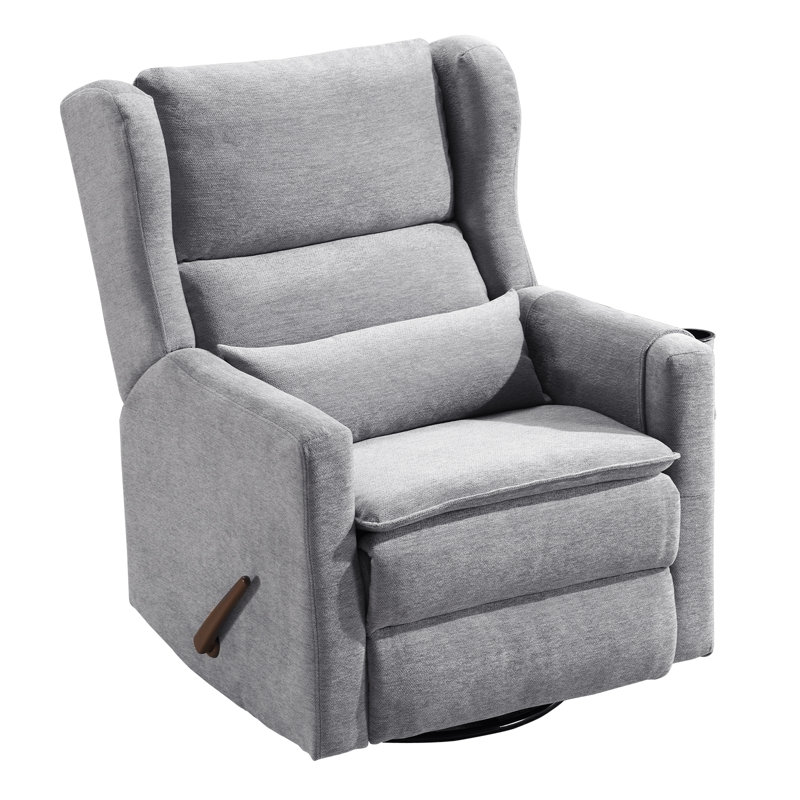 Fauteuil inclinable manuel avec appui-tête réglable et fonction berçante, Gris chenille