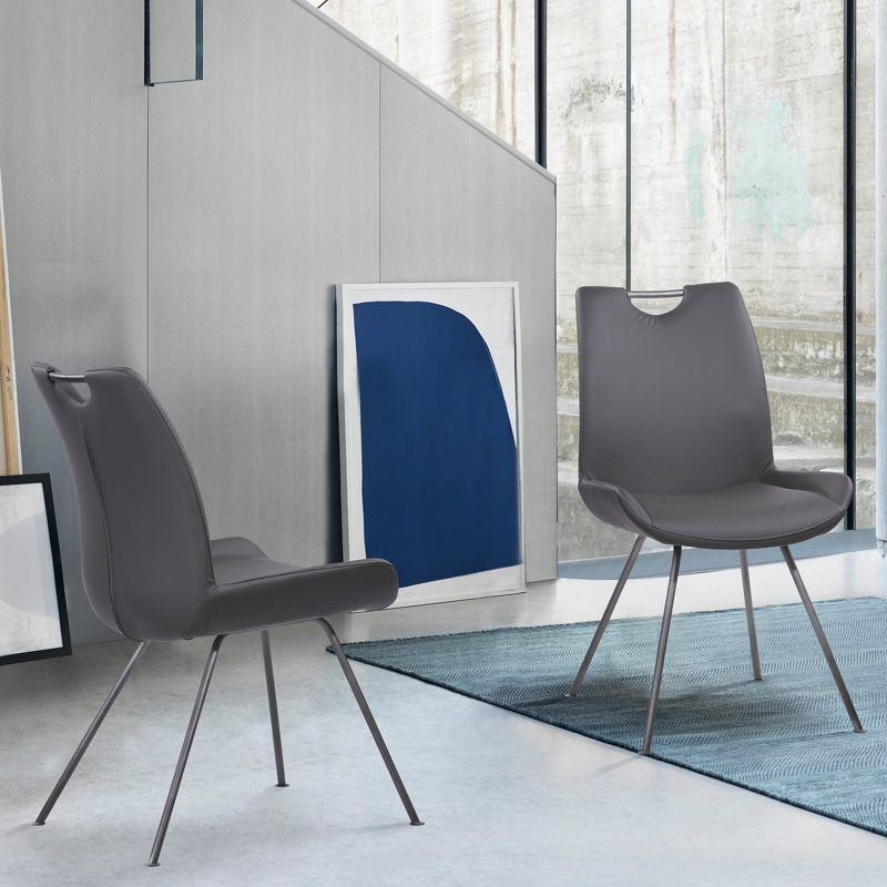 Chaise d'appoint rembourrée en métal Preston (ensemble de 2), gris