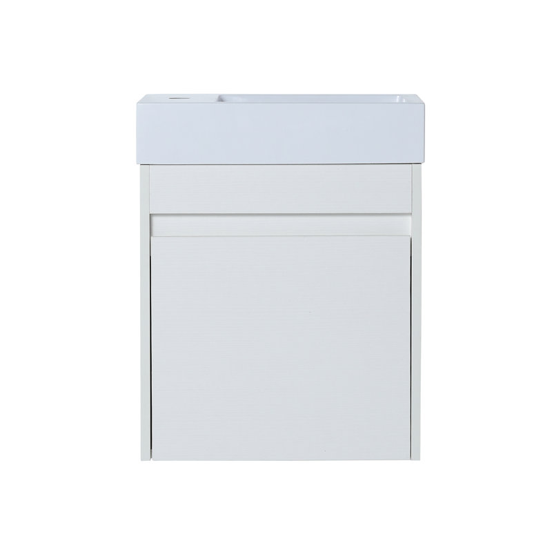 Meuble-lavabo mural flottant Jefferson, Blanc