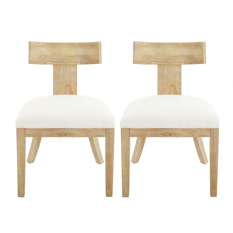 Ensemble de 2 chaises de salle à manger rustiques en bois vieilli, Beige