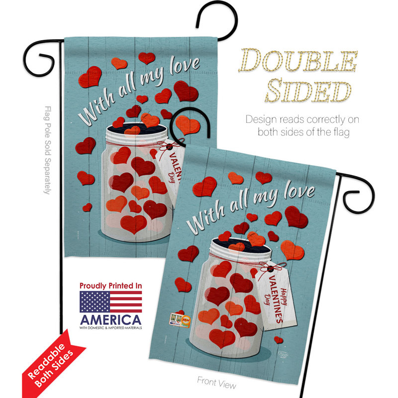 Double Sided 18.5'' H x 13'' W Polyester Valentine's Day Flag Set