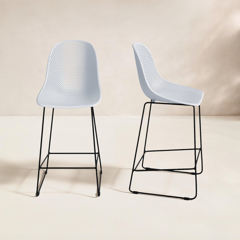 Tabouret de bar Dusti, H 25,5 po, Blanc