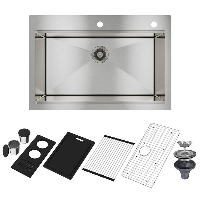 CASAINC 33"L Single Bowl Stainless Steel Drop-in Kitchen Sink