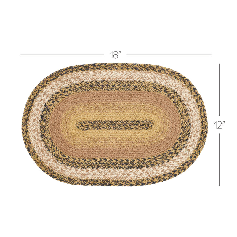Kettle Grove Jute Geometric Oval Placemat, 18" L x 12" W