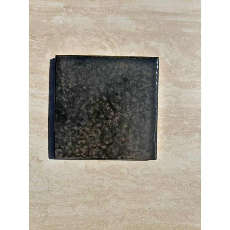 Graphite 4x4 Ceramic Polished Wall Tile, Black