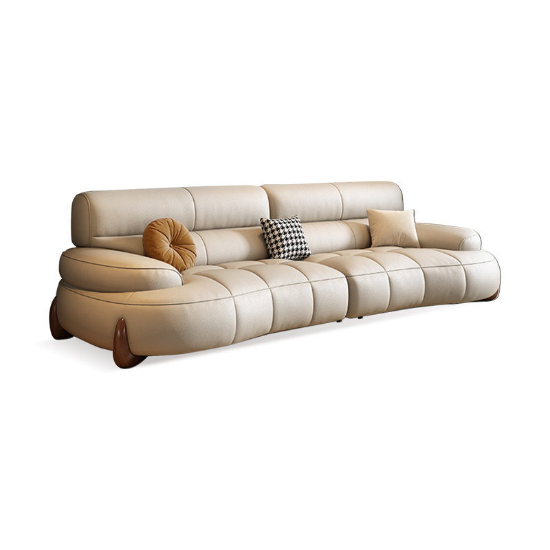 Canapé modulaire en cuir véritable kaki, H 33,86 po x l 110,24 po x P 43,31 po, 4