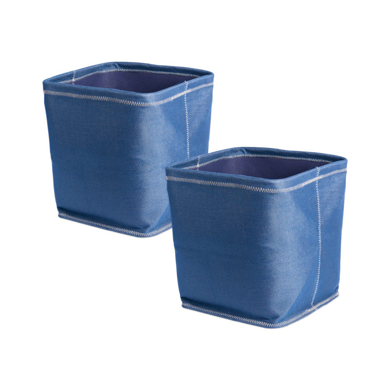 Ebern Designs Amarillys Fabric Decorative Bin, Blue, 11" H x 11" W x 11" D