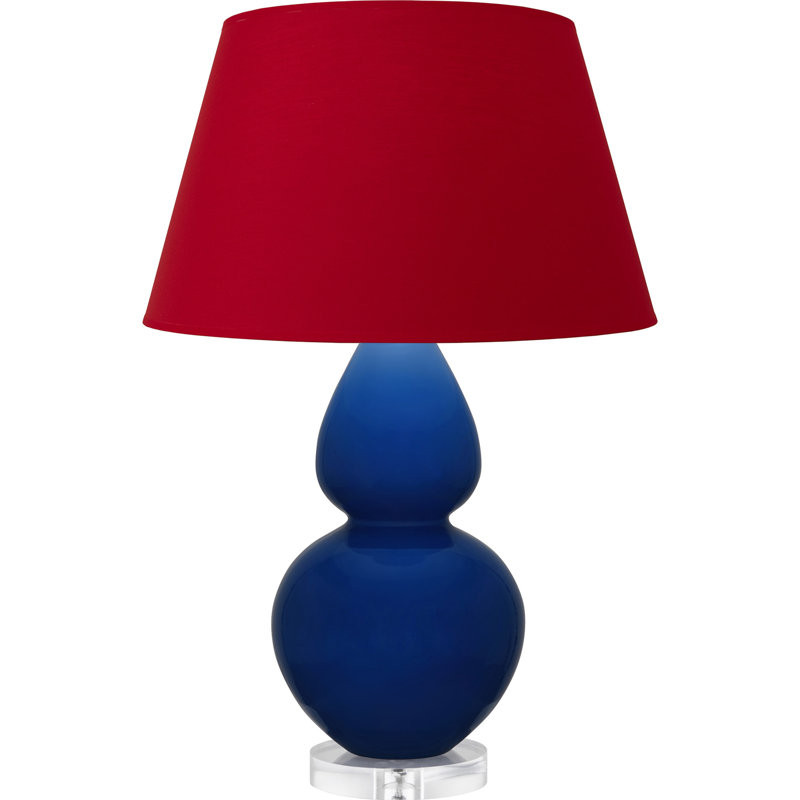 Double Gourd Table Lamp, Daisy Glazed/Silver, Pearl