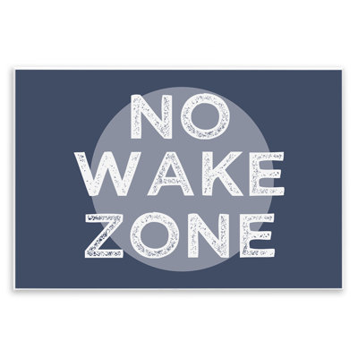 No Wake Zone Circular Background Grunge Textured Words White Framed Giclee Texturized Art by Daphne Polselli