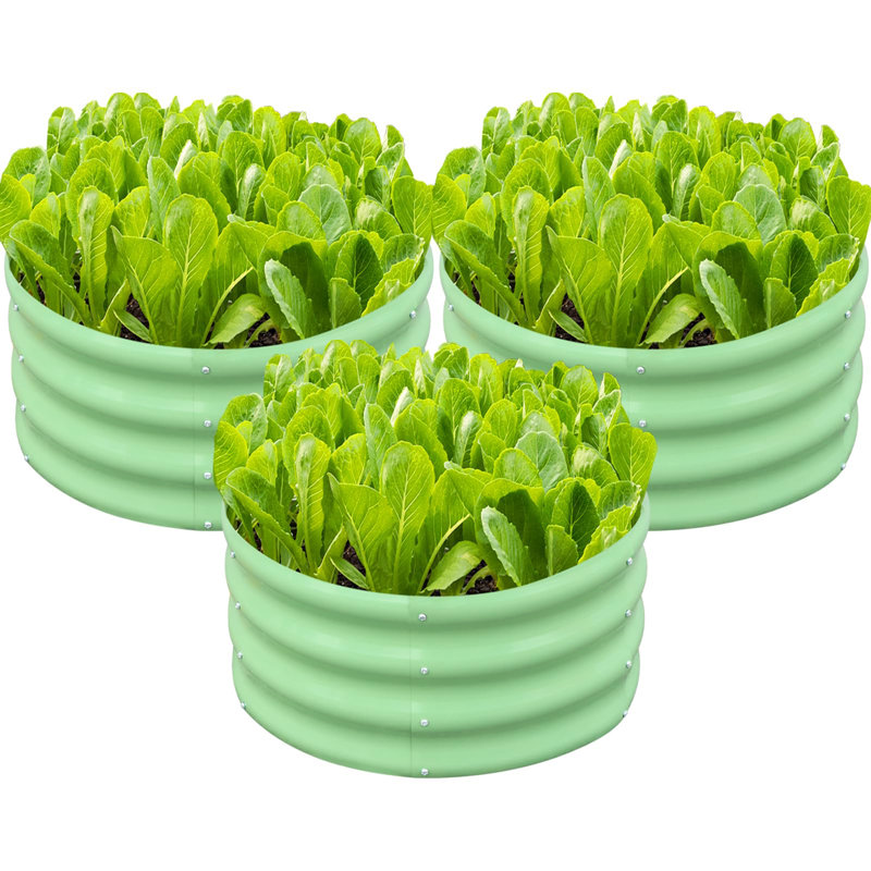  Raised Garden Bed 2x2x1 ft（3Pcs） Modular Metal Raised Garden Bed Kit, Green