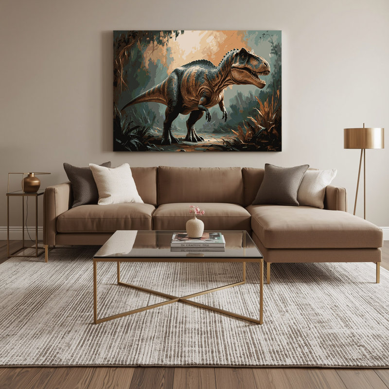 «Dinosaur Albertosaurus», art mural sur toile brune, H 11 po x l 14 po