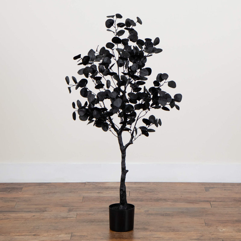 4 pi. Arbre d'eucalyptus artificiel noir d'Halloween